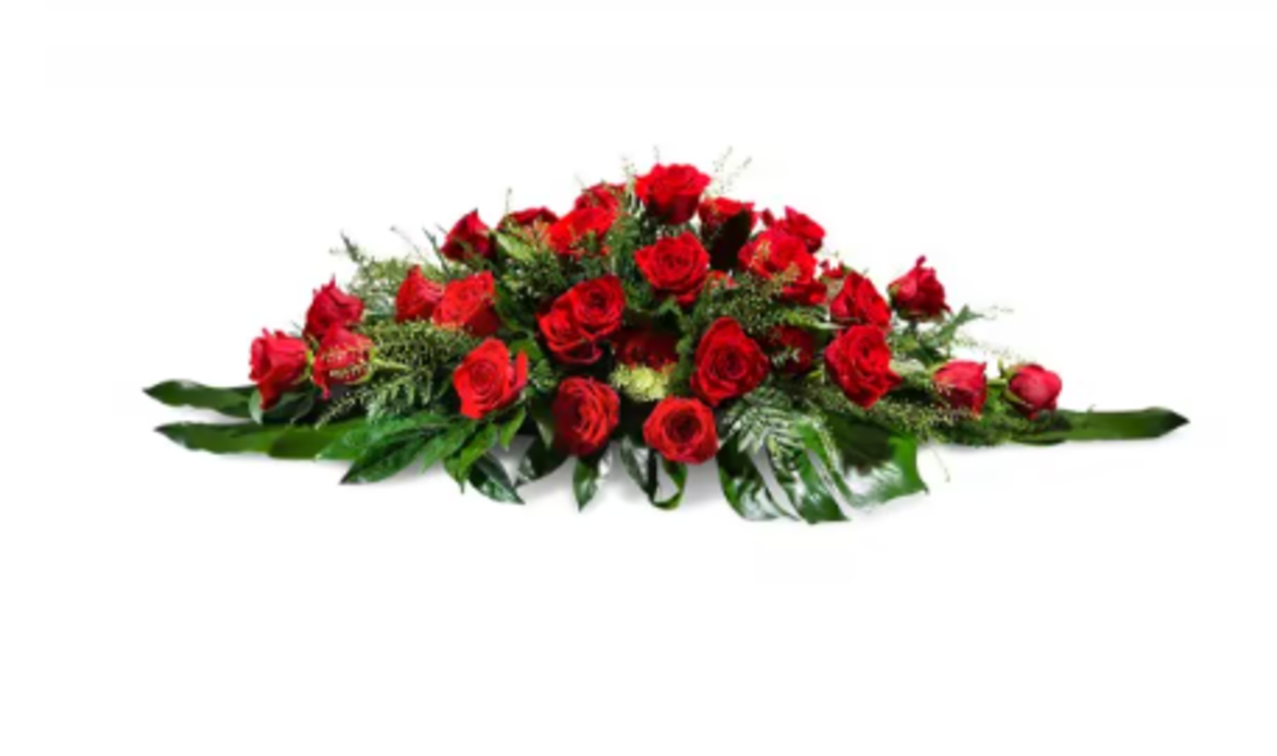 centro funerario de rosas rojas